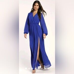 Lulus size XS royal blue long-sleeve, maxi dress